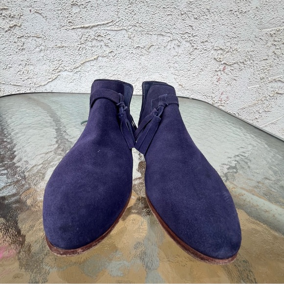 Charlotte Stone Blue Suede Ankle Booties - Picture 3 of 12